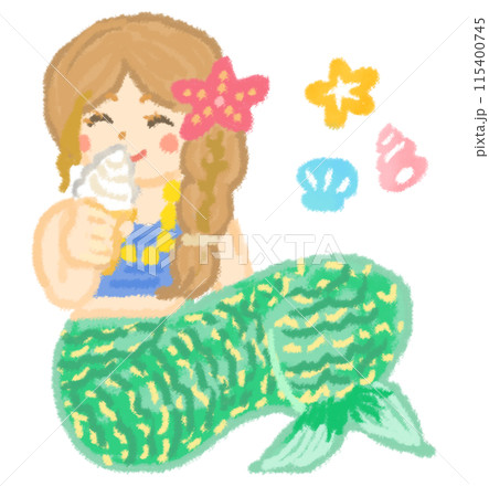 ソフトクリームを食べる人魚姫 ソフトクリームを食べる人魚姫 115400745