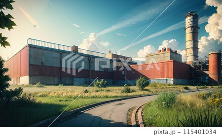 錆びた工場の煙突 錆びた工場の煙突 115401034