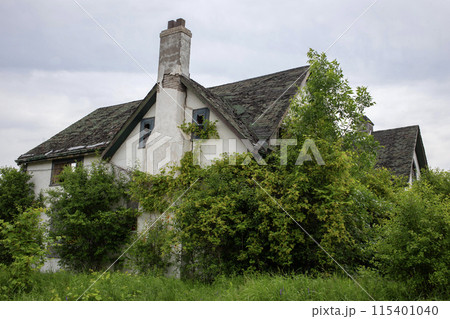 Old abandoned two story house Old abandoned two story house 115401040