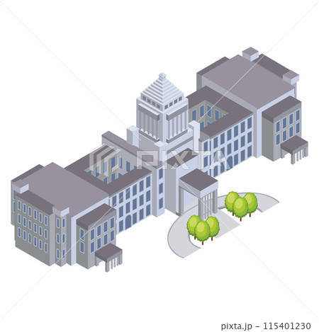 並べれば街になるアイソメイラスト「国会議事堂」 115401230