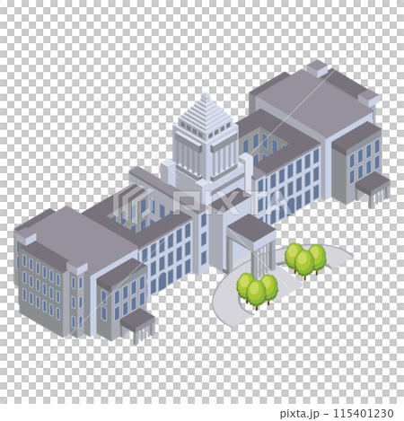 並べれば街になるアイソメイラスト「国会議事堂」 115401230