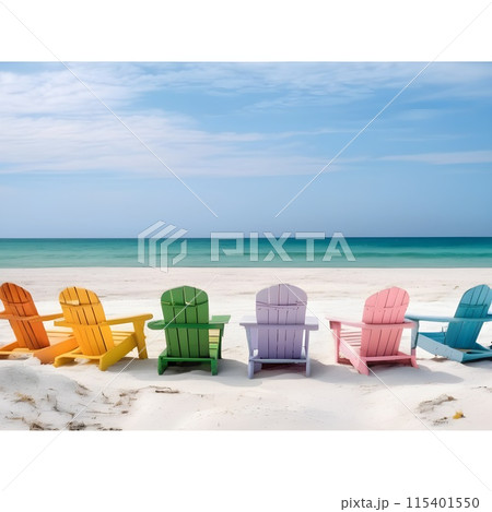 Sunny Holidays: Lounge in Wooden Beach Chairs 115401550