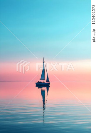 Sunset Sailing on a Tranquil Sea Sunset Sailing on a Tranquil Sea 115401572