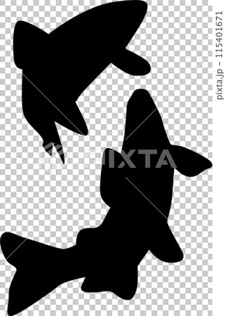 Silhouette of river fish swimming together 115401671