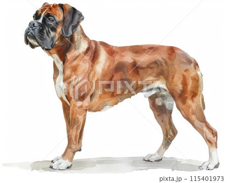 Boxer watercolor isolated on white background 115401973