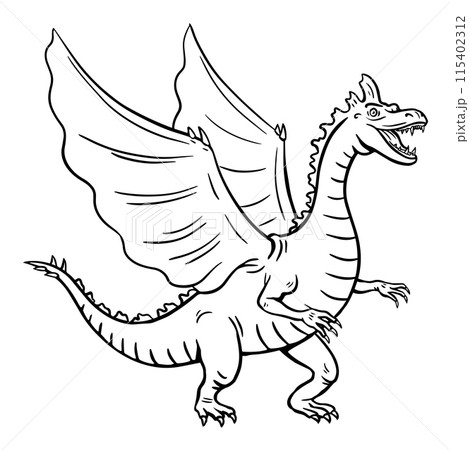 Scary dragon with wings 115402312