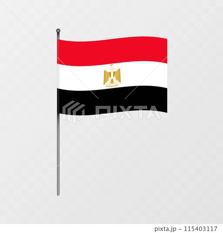 Egypt flag on flagpole. Vector illustration. Egypt flag on flagpole. Vector illustration. 115403117