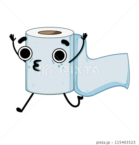cute toilet paper character cartoon vector illustration 115403523