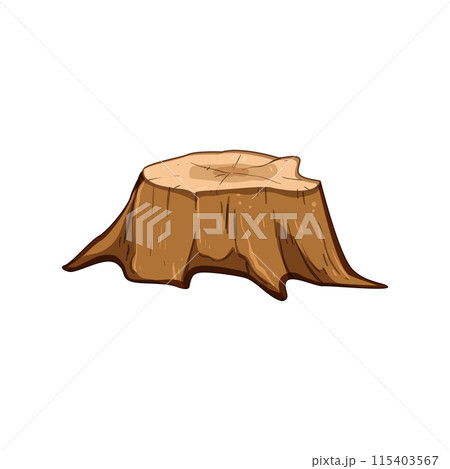 wooden stump cartoon vector illustration 115403567