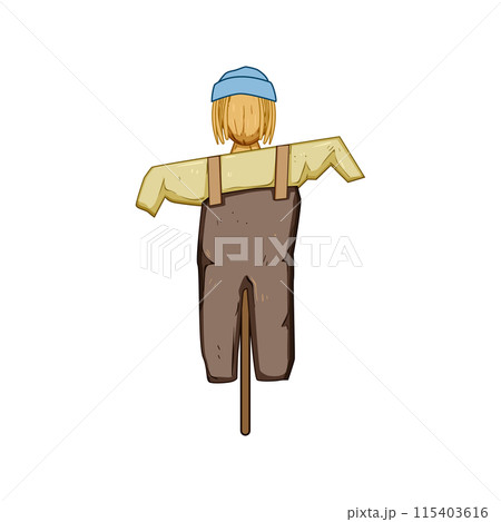 crow scarecrow cartoon vector illustration 115403616