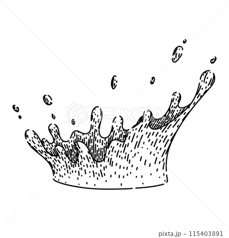 blue water splash sketch hand drawn vector 115403891