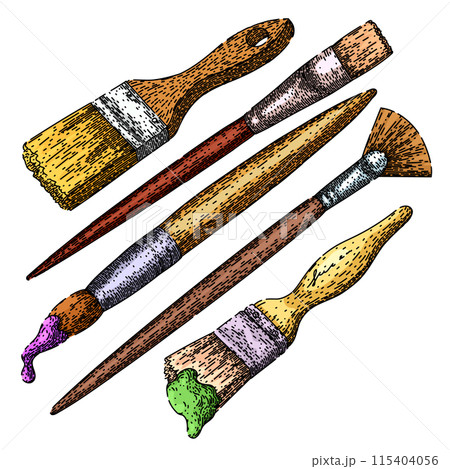 paint brush set sketch hand drawn vector paint brush set sketch hand drawn vector 115404056
