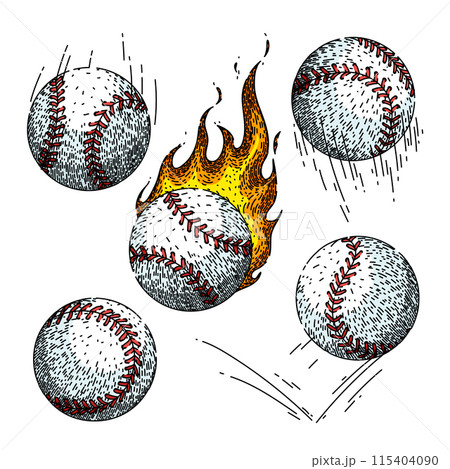 baseball ball set sketch hand drawn vector 115404090