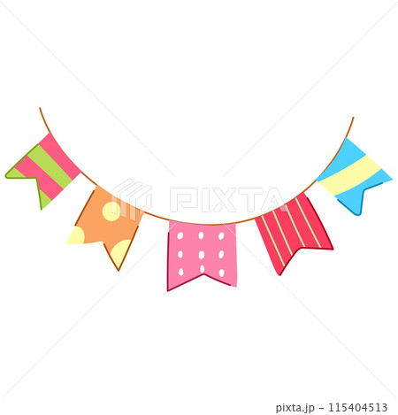 anniversary birthday flags cartoon vector illustration 115404513