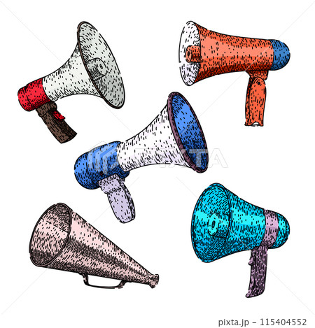 megaphone set sketch hand drawn vector megaphone set sketch hand drawn vector 115404552