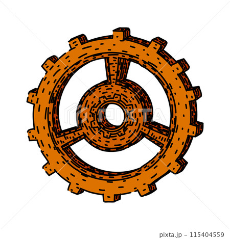 steam gears steampunk sketch hand drawn vector 115404559