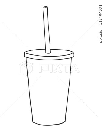 Line art disposable paper coffee cup Line art disposable paper coffee cup 115404631