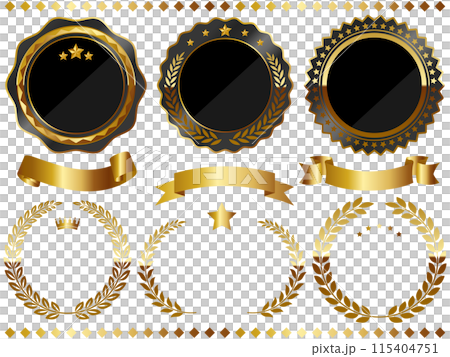 Set of 6 luxurious emblems, black and gold 115404751