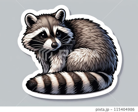 Illustration on the theme, raccoon sticker 115404986