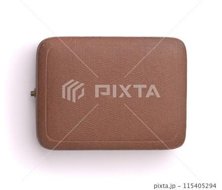 Top view of old brown jewelry  case 115405294