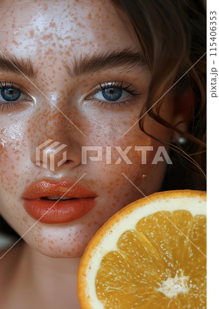 Women with Citrus Fruit in Skincare Rituals 115406353