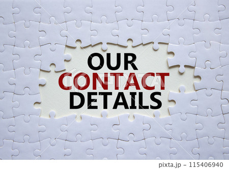 Our Contact Details symbol. Concept words Our Contact Details on white puzzle. Beautiful white background. Business and Our Contact Details concept. Copy space. Our Contact Details symbol. Concept words Our Contact Details on white puzzle. Beautiful white background. Business and Our Contact Details concept. Copy space. 115406940