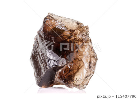 Macro stone mineral smoky quartz on a white background 115407790