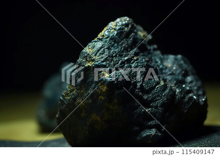 Vandenbrandeite fossil mineral stone. Geological crystalline fossil. Dark background close-up. 115409147