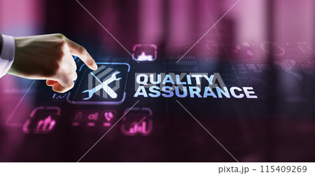 Quality Assurance ISO DIN Service Guarantee Standard Retail Concept 115409269