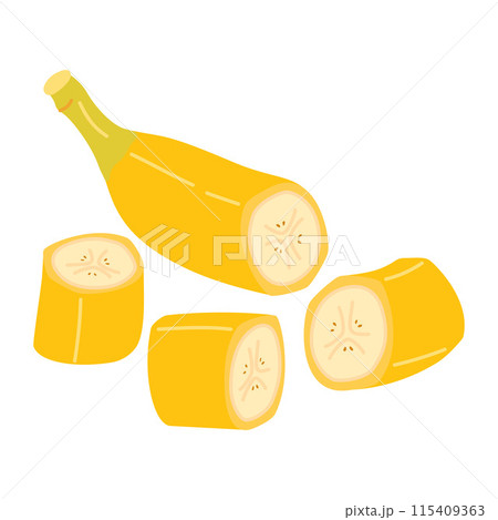 Fresh chopped banana Hand drawn flat style isolated on transparent background 115409363