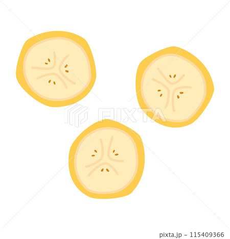 Fresh chopped banana Hand drawn flat style isolated on transparent background 115409366