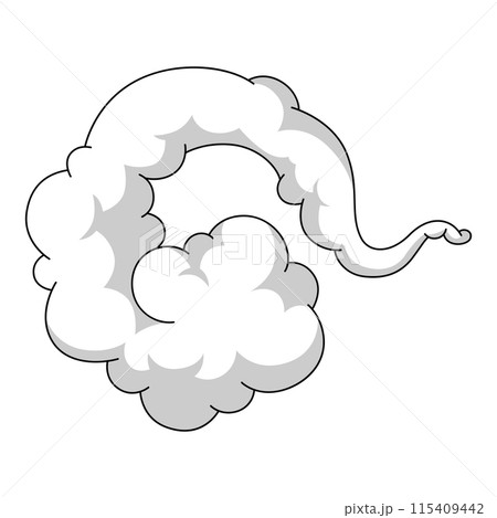 Cartoon illustration of smoke. Comic image of steam, cloud or fog. 115409442