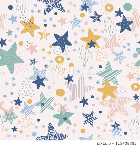 Seamless stars pattern color vector background 115409783