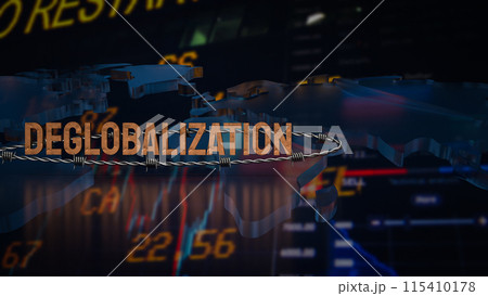 The deglobalization on world business chart image 3d rendering. 115410178