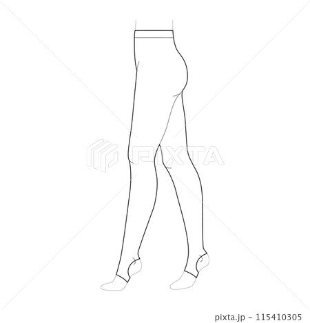 Stirrups Tights Pantyhose on legs. Fashion accessory clothing technical illustration stocking. Vector side view for Men 115410305