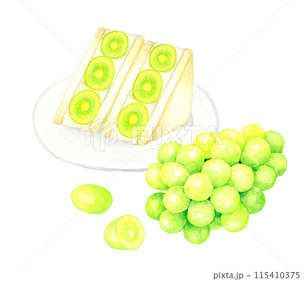 シャインマスカットのフルーツサンドと果実 スイーツ・カフェメニュー