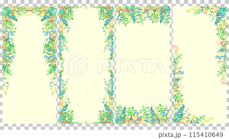 スマホ向け・手描き植物のフレーム型テンプレート 115410649