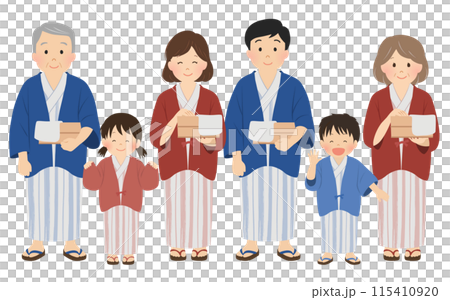 Hot spring trip_3 generation family in yukata_vector illustration Hot spring trip_3 generation family in yukata_vector illustration 115410920