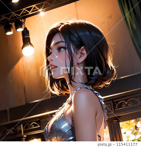 ステージに立つ女性 115411177