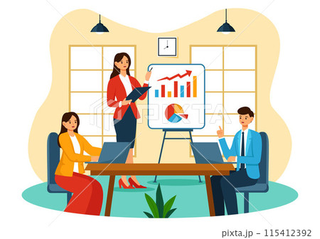 Business Leadership Vector Illustration with A Businessman Leader Helping the Team Develop Themselves to Achieve Success in a Flat Cartoon Background Business Leadership Vector Illustration with A Businessman Leader Helping the Team Develop Themselves to Achieve Success in a Flat Cartoon Background 115412392