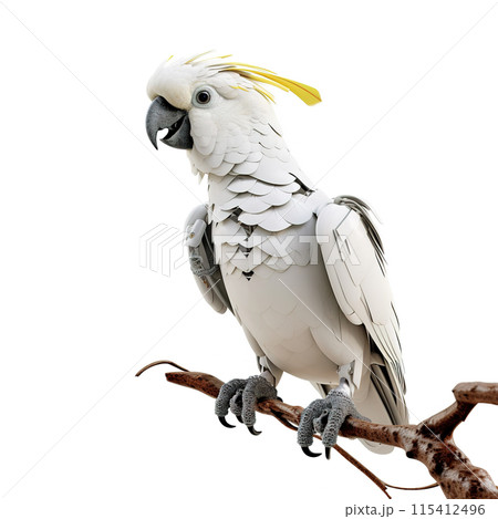 Robots in the future world of a white cockatoo on a white background. Bird. Wildlife Animals. Robots in the future world of a white cockatoo on a white background. Bird. Wildlife Animals. 115412496
