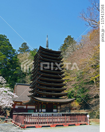 談山神社 桜と十三重塔 談山神社 桜と十三重塔 115413168