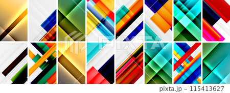 Set of low poly triangles poster geometric backgrounds. Vector Illustration For Wallpaper, Banner, Background, Card, Book Illustration, landing page 115413627