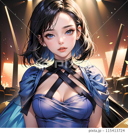 青いドレスを着た女性 115413724