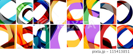 Collection of abstract background with waves, colorful shapes and 3d shadow effect. Vector Illustration For Wallpaper, Banner, Background, Card, Book Illustration, landing page 115413851