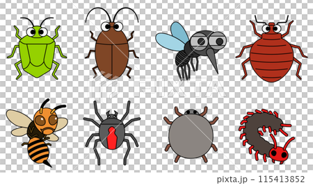 害虫のかわいいイラストのセット 害虫のかわいいイラストのセット 115413852