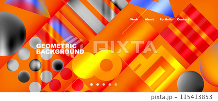 Various colorful geometric shapes abstract web template with gradients and light blur effects. Vector Illustration For Wallpaper, Banner, Background, Card, Book Illustration, landing page 115413853