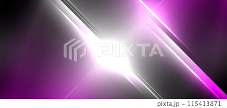 Neon dynamic diagonal light rays background. Techno digital geometric concept design for wallpaper, banner, presentation, background 115413871