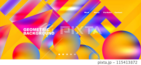 Colorful geometric background with circles. Vector Illustration For Wallpaper, Banner, Background, Card, Book Illustration, landing page 115413872