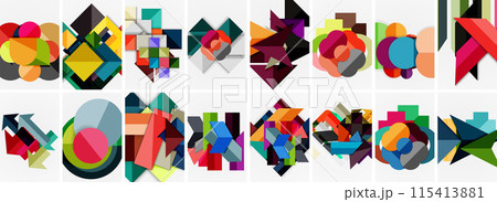 Trendy minimal colorful geometric shapes. Abstract background collection. Vector Illustration For Wallpaper, Banner, Background, Card, Book Illustration, landing page 115413881